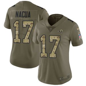 wholesale Rams #17 Puka Nacua Olive/Camo Women's Stitched NFL Limited 2017 Salute to Service Jersey