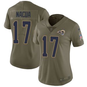 rams #17 puka nacua olive women's stitched nfl limited 2017 salute to service wholesale jersey