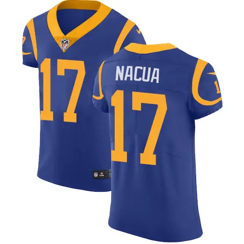 rams #17 puka nacua royal blue alternate men's stitched nfl vapor untouchable elite customized jersey