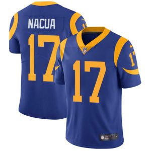 rams #17 puka nacua royal blue alternate men's stitched nfl vapor untouchable limited customized jersey