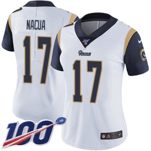 Rams #17 Puka Nacua White Women's Stitched NFL 100th Season Vapor Untouchable Limited Jersey