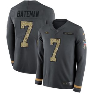 ravens #7 rashod bateman anthracite salute to service youth stitched nfl limited therma long sleeve cheap jersey