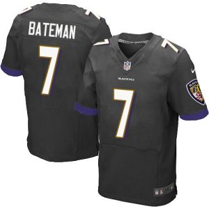 customized Ravens #7 Rashod Bateman Black Alternate Men's Stitched NFL New Elite Jersey