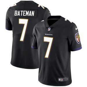 Ravens #7 Rashod Bateman Black Alternate Men's Stitched NFL Vapor Untouchable Limited Jersey