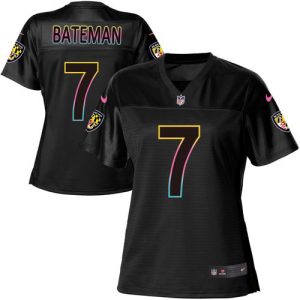 customized Ravens #7 Rashod Bateman Black Women's NFL Fashion Game Jersey