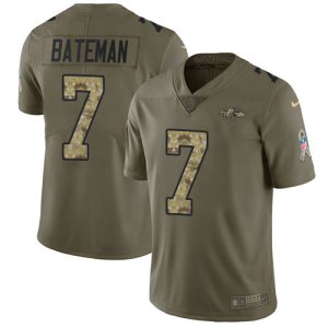 Ravens #7 Rashod Bateman Olive/Camo Men's Stitched NFL Limited 2017 Salute To Service Jersey