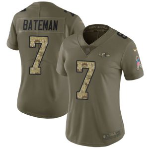 ravens #7 rashod bateman olive/camo women's stitched nfl limited 2017 salute to service wholesale jersey