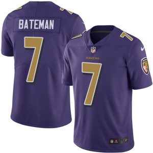 Ravens #7 Rashod Bateman Purple Men's Stitched NFL Limited Rush Jersey