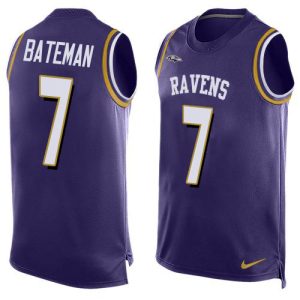 ravens #7 rashod bateman purple team color men's stitched nfl limited tank top youth jersey