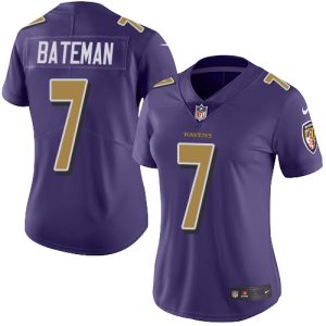 cheap Ravens #7 Rashod Bateman Purple Women's Stitched NFL Limited Rush Jersey