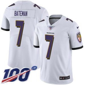 Ravens #7 Rashod Bateman White Men's Stitched NFL 100th Season Vapor Untouchable Limited Jersey