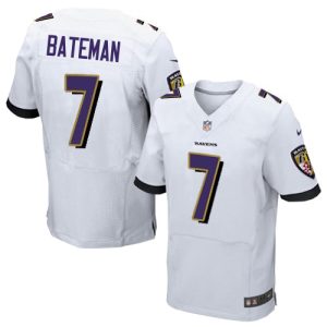 Ravens #7 Rashod Bateman White Men's Stitched NFL New Elite Jersey