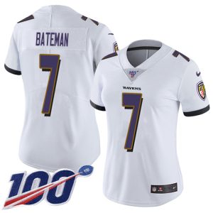 ravens #7 rashod bateman white women's stitched nfl 100th season vapor untouchable limited wholesale jersey