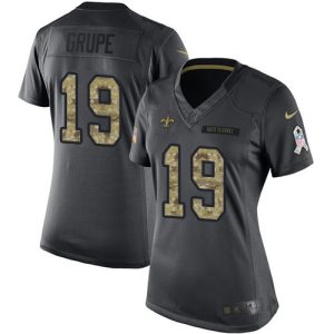 saints #19 blake grupe black women's stitched nfl limited 2016 salute to service customized jersey