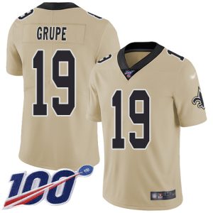 custom Saints #19 Blake Grupe Gold Youth Stitched NFL Limited Inverted Legend 100th Season Jersey