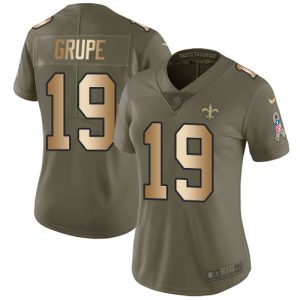 Saints #19 Blake Grupe Olive/Gold Women's Stitched NFL Limited 2017 Salute To Service Jersey