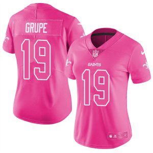 cheap Saints #19 Blake Grupe Pink Women's Stitched NFL Limited Rush Fashion Jersey