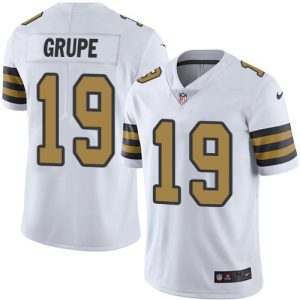 Saints #19 Blake Grupe White Men's Stitched NFL Limited Rush Jersey