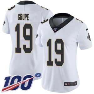 wholesale Saints #19 Blake Grupe White Women's Stitched NFL 100th Season Vapor Limited Jersey