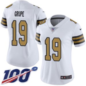 Saints #19 Blake Grupe White Women's Stitched NFL Limited Rush 100th Season Jersey