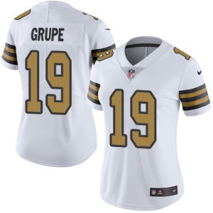 Saints #19 Blake Grupe White Women's Stitched NFL Limited Rush Jersey