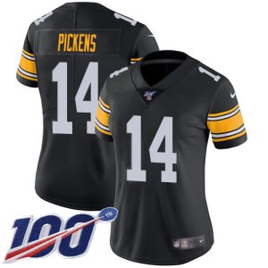 wholesale Steelers #14 George Pickens Black Alternate Women's Stitched NFL 100th Season Vapor Limited Jersey