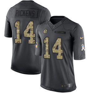 Steelers #14 George Pickens Black Men's Stitched NFL Limited 2016 Salute to Service Jersey