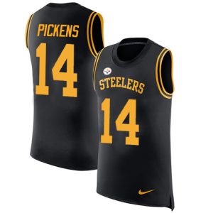 wholesale Steelers #14 George Pickens Black Team Color Men's Stitched NFL Limited Rush Tank Top Jersey