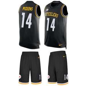 steelers #14 george pickens black team color men's stitched nfl limited tank top suit replica jersey