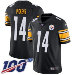 Steelers #14 George Pickens Black Team Color Youth Stitched NFL 100th Season Vapor Limited Jersey