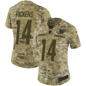 Steelers #14 George Pickens Camo Women's Stitched NFL Limited 2018 Salute to Service Jersey