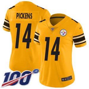 steelers #14 george pickens gold women's stitched nfl limited inverted legend 100th season elite jersey