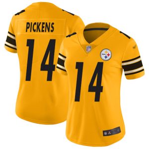 steelers #14 george pickens gold women's stitched nfl limited inverted legend customized jersey