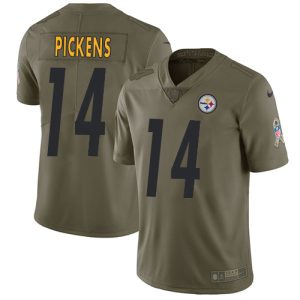 Steelers #14 George Pickens Olive Men's Stitched NFL Limited 2017 Salute To Service Jersey