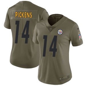 Steelers #14 George Pickens Olive Women's Stitched NFL Limited 2017 Salute to Service Jersey