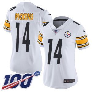 Steelers #14 George Pickens White Women's Stitched NFL 100th Season Vapor Limited Jersey