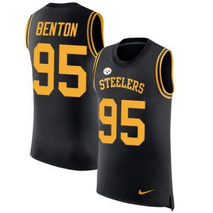 customized Steelers #95 Keeanu Benton Black Team Color Men's Stitched NFL Limited Rush Tank Top Jersey