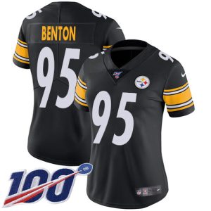 wholesale Steelers #95 Keeanu Benton Black Team Color Women's Stitched NFL 100th Season Vapor Limited Jersey