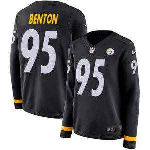 Steelers #95 Keeanu Benton Black Team Color Women's Stitched NFL Limited Therma Long Sleeve Jersey