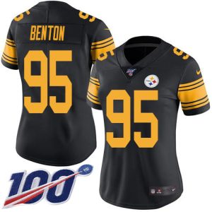 steelers #95 keeanu benton black women's stitched nfl limited rush 100th season personalized jersey