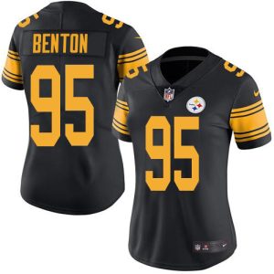 steelers #95 keeanu benton black women's stitched nfl limited rush authentic jersey