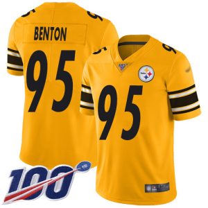 Steelers #95 Keeanu Benton Gold Men's Stitched NFL Limited Inverted Legend 100th Season Jersey