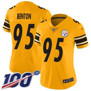 steelers #95 keeanu benton gold women's stitched nfl limited inverted legend 100th season elite jersey