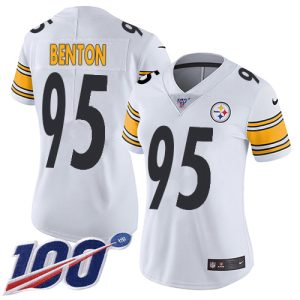 Steelers #95 Keeanu Benton White Women's Stitched NFL 100th Season Vapor Untouchable Limited Jersey