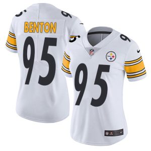 custom Steelers #95 Keeanu Benton White Women's Stitched NFL Vapor Untouchable Limited Jersey