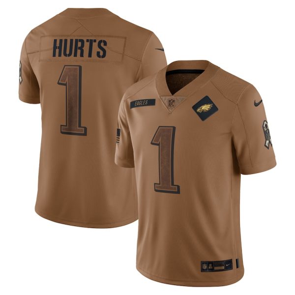 cheap Philadelphia Eagles #1 Jalen Hurts Men's 2023 Salute To Service Limited Jersey - Brown