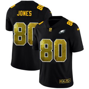 Philadelphia Eagles #80 Julio Jones Men's Black Golden Sequin Vapor Limited NFL Jersey