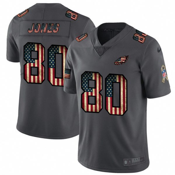 Philadelphia Eagles #80 Julio Jones 2018 Salute to Service Retro USA Flag Limited NFL Jersey