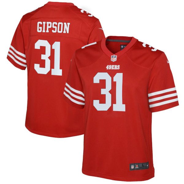 San Francisco 49ers #31 Tashaun Gipson Scarlet Youth 2022-23 NFL Game Jersey