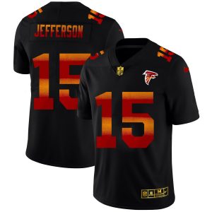 wholesale Atlanta Falcons #15 Van Jefferson Men's Black Red Orange Stripe Vapor Limited NFL Jersey